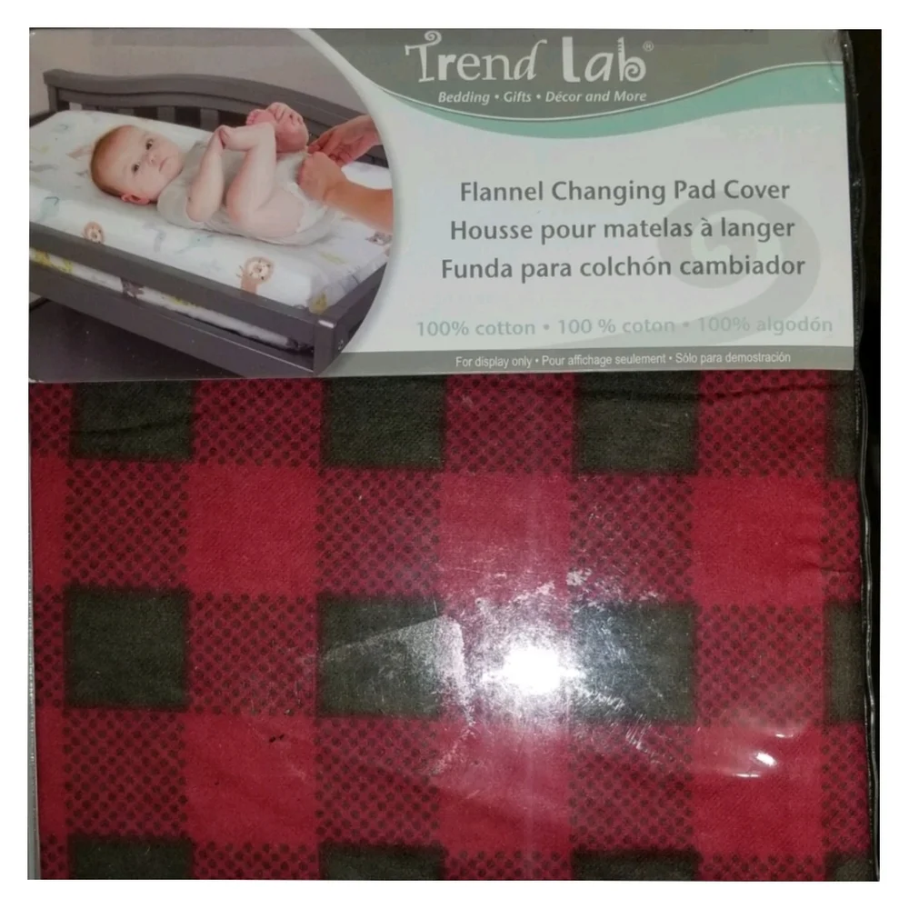 SET OF 2 TREND LAB STORAGE CADDY GRAT AND CHANGING COVER PADS BUFFALO CHECK BABY